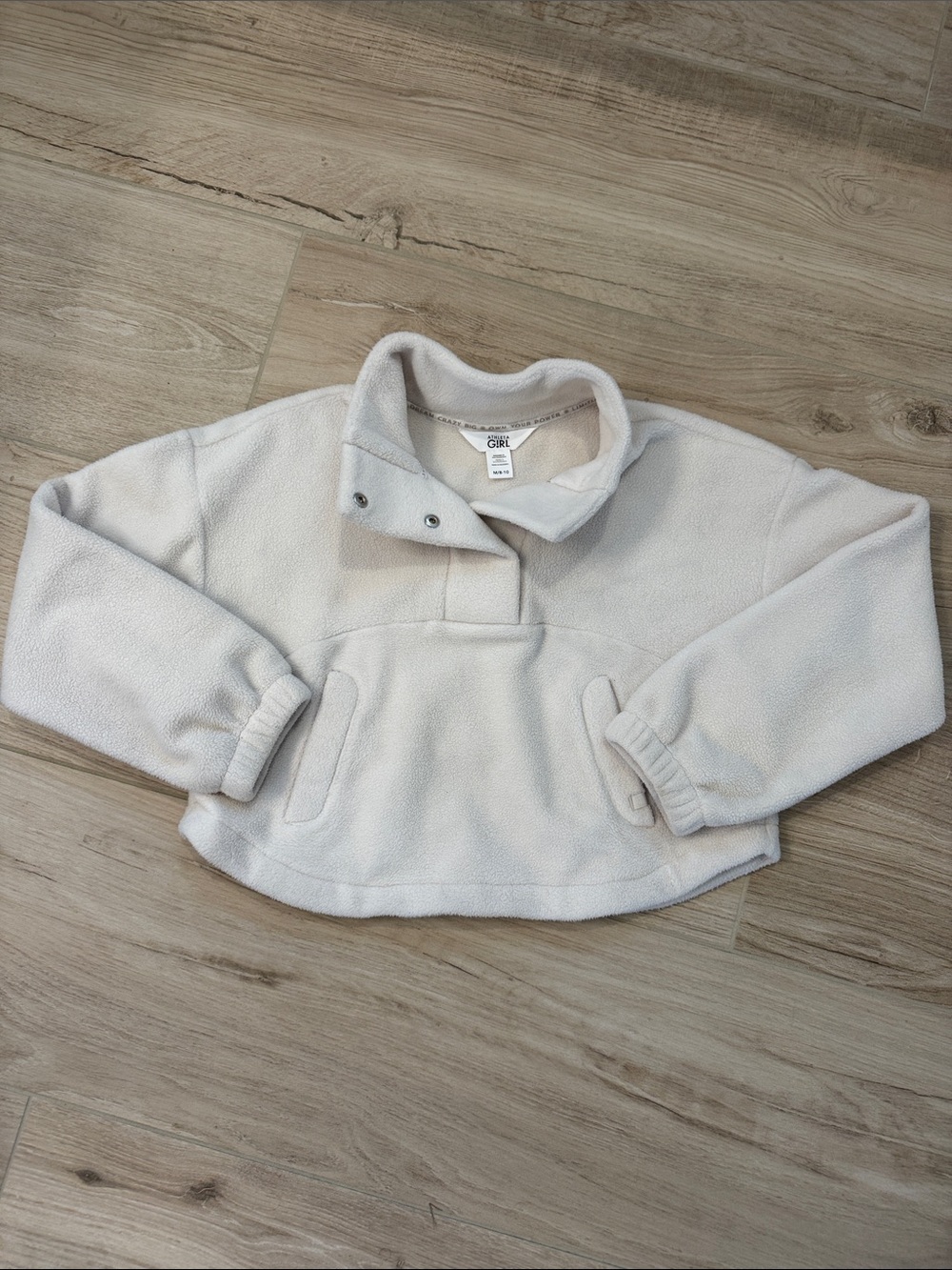 AthletaGirl Cream Fleece Pullover Hoodie